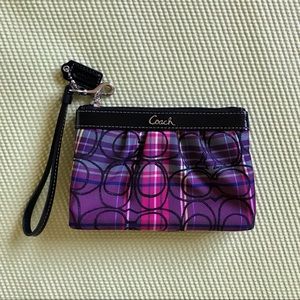 NWOT COACH Purple/Black Glitter Wristlet